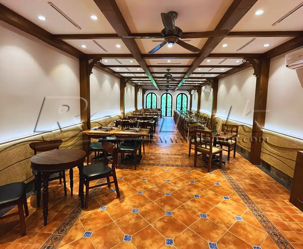 Tấm len gỗ tiêu âm và Remak® Acoustic Sonic được sử dụng để tiêu âm, trang trí các không gian ẩm thực tại nhà hàng KOTO Văn Miếu