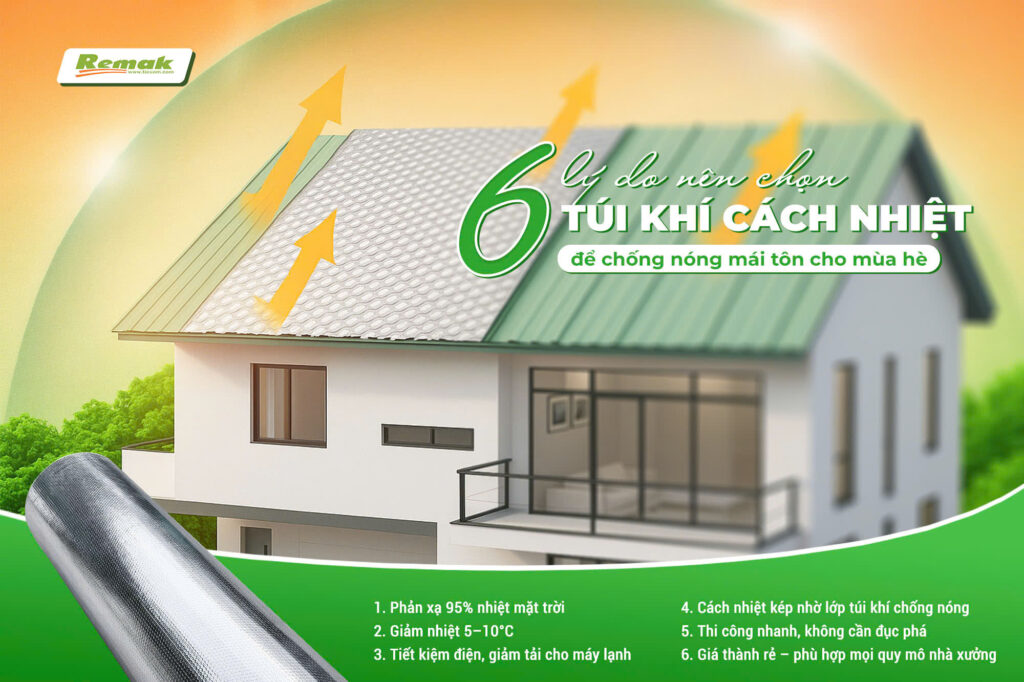 6 lý do không thể bỏ qua túi khí cách nhiệt để chống nóng cho mái tôn Lý do nên chọn túi khí cách nhiệt chống nóng cho mái tôn